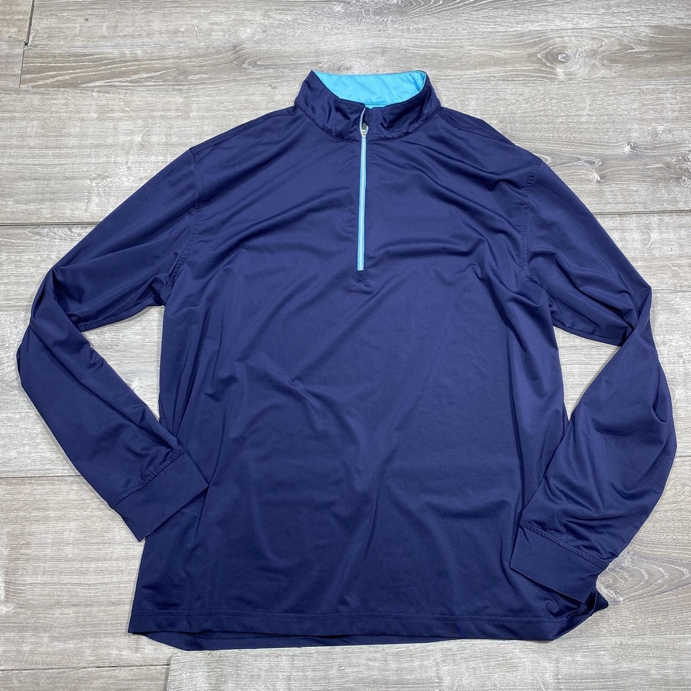 Straight Down Pullover Mens XL Navy Blue‎ Quarter Zip Golf Performance Stretch